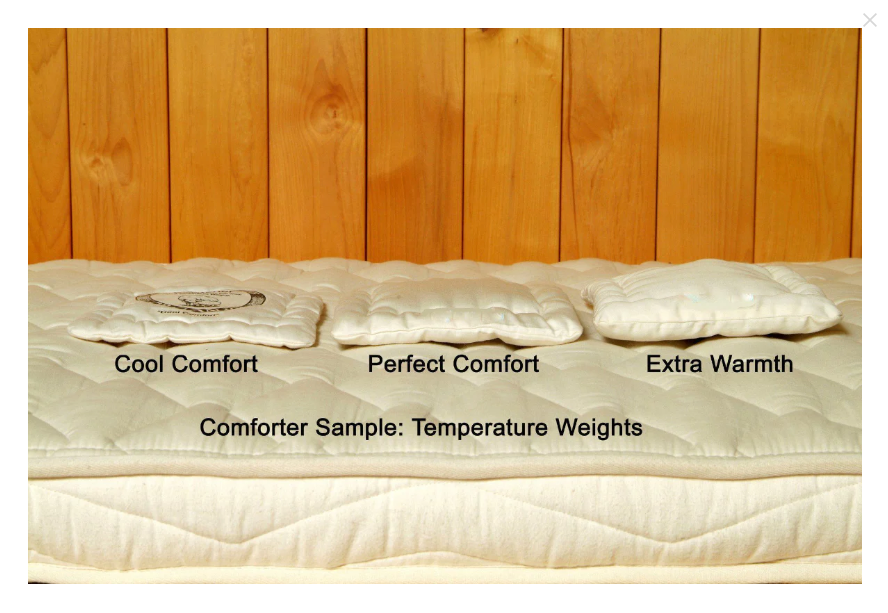 Designed and handcrafted for comfort, warmth and coziness, our certified organic quilted comforters are made from GOTS-certified wool encased in GOTS-certified organic cotton sateen. Hand-tufted and stitched around the perimeter so the wool batting stays in place. Now with corner ties for securing into your duvet cover. These comforters naturally regulate body temperature, ensuring a restful sleep in any season. We offer three basic weights