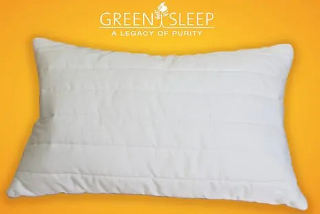 The Ergo 6500 pillow by Green Sleep is an adjustable shredded rubber pillow. The zippered casing is made with organic cotton that is channel quilted with a generous amount of pure Texel wool batting. The inside of the pillow is filled with removable natural shredded rubber pieces, allowing you to customize the height. The quilted outer cover offers a soft, smooth feel.