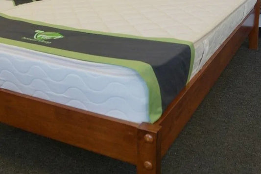 The Royal Cloud mattress by TFS Honest Sleep is made with from all-natural materials. Inside is camel fur, horsetail, organic latex, microcoils, and organic hemp coir. This core is encased in two layers of organic cotton fabric with wool quilted in between. This mattress finishes at approximately 11″.  The Royal Cloud Mattress provides you with a strong, organic, and supportive mattress built to last a lifetime.  Made with no petrochemicals or flame retardants!