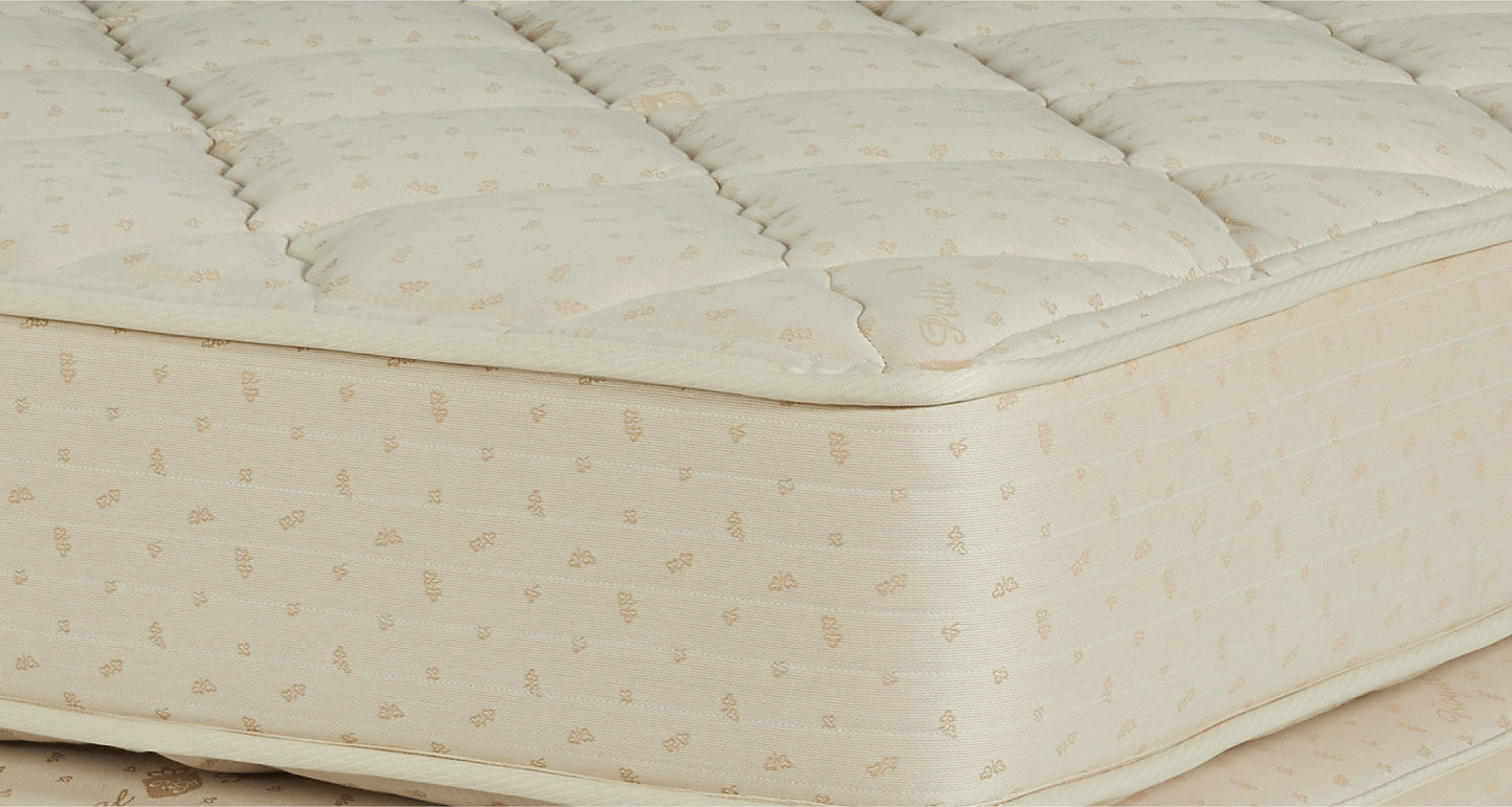 The inner core of the mattress is comprised of 7 zones ergonomically designed for uncompromising comfort. It features softer shoulder and hip areas for pressure point relief, and a firmer lower back area to provide bouyant support. Compared to springs in a mattress, latex is more motionless for a denser feel of support.