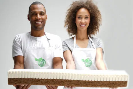 The Organic Sweetpea Crib Mattress by TFS Honest Sleep is an extra firm 6″ crib mattress. Made from organic dunlop latex, organic coconut coir, and organic wool surrounded by organic cotton fabric. It is constructed as a two sided crib mattress with a firmer side for infants (with the coconut coir side up, this is extra firm) and a softer side for toddlers (with the latex side up, this is considered firm).