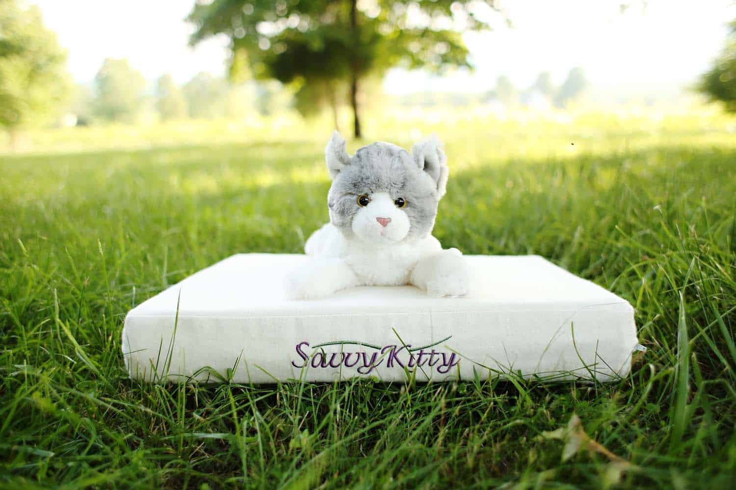 The perfect bed for your purr-fect friend.
The Savvy Kitty™ cuddles your cat in comfort. Pure coziness! Soft organic cotton flannel surrounds a core of purr-inducing natural latex.
Core: Formed or Shredded organic latex.
Inner lining: 5-ounce organic cotton canvas.
Zippered outer cover: 10-ounce organic cotton flannel.
Hand wash casing, cold water. Line dry.
Colors: Natural or Black.
One size: 15″ x 20"