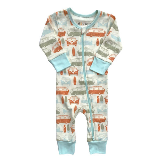 GOTS Certified Organic Cotton Zippy - Vintage Busses