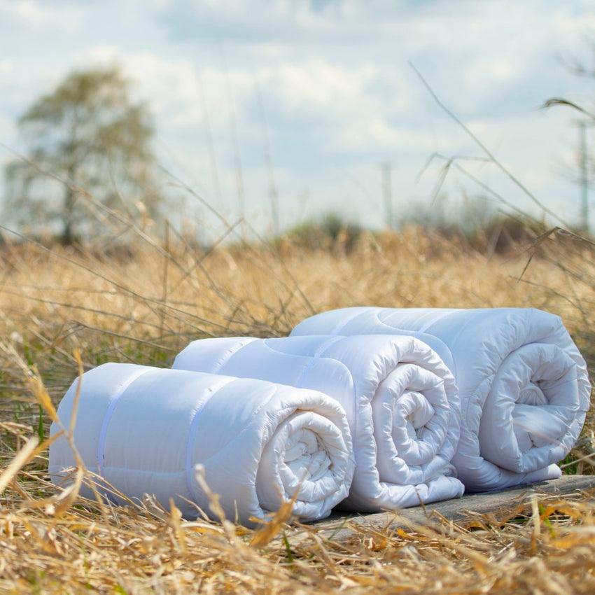 Our organic wool is complimented by our beautiful sateen organic cotton covers with a 260 thread count. The thread count not only complements the wool function but also allows airflow, and longevity and prevents felting. This soft silky cotton is GOTS Certified (Global Organic Textile Standards) and was grown and picked in Turkey.
