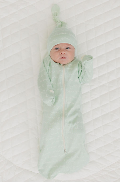 GOTS Certified Organic Cotton Hat - I Love You (Desert Green)