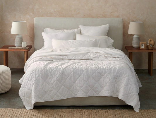 Diamond Stitched Organic Cotton Comforter by Coyuchi