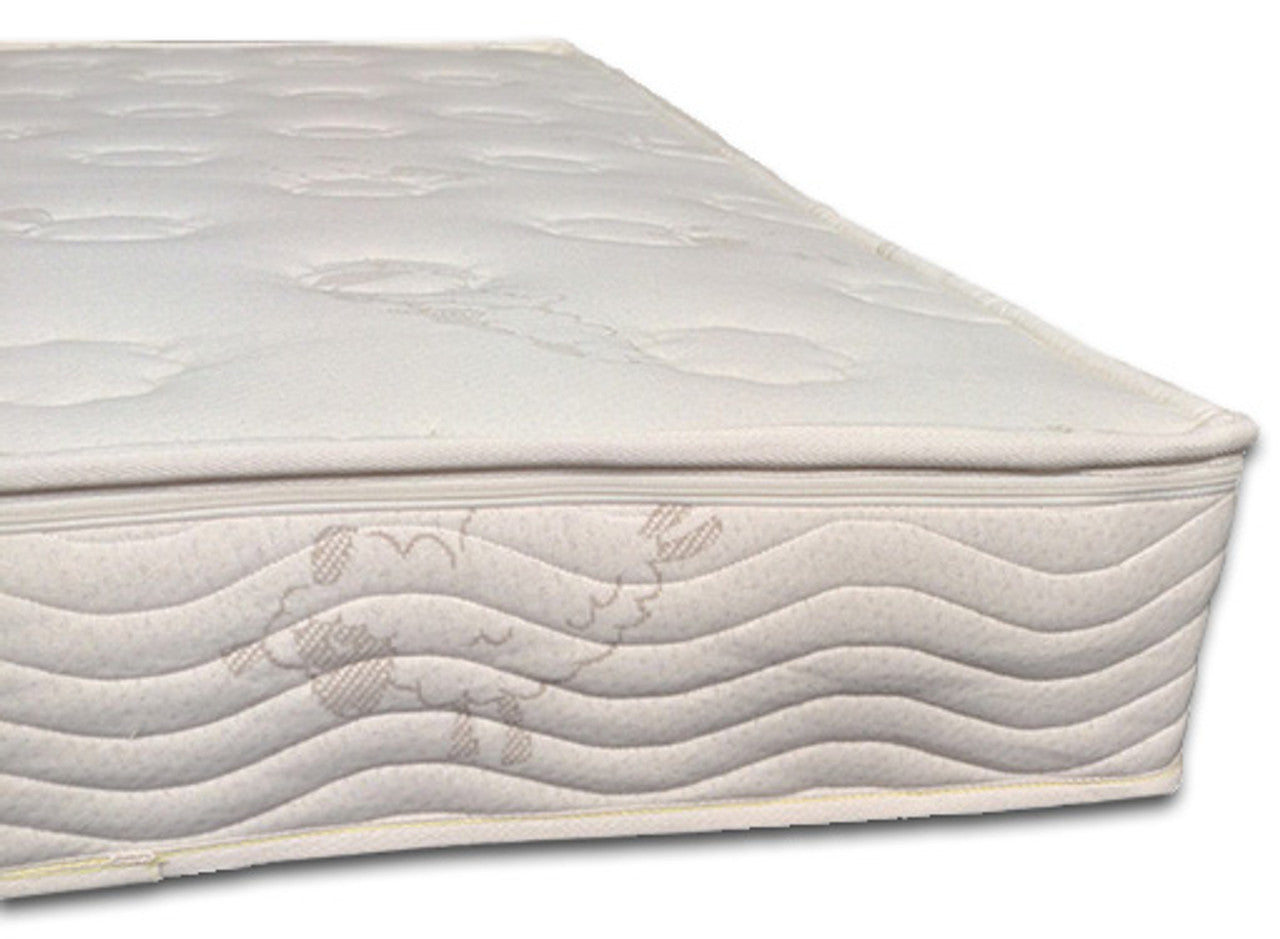 The Latex Topper is Stage 3 in our 3 Stage "Grow with Me" system for kids who've reached 85 lbs. or more. This topper is the perfect layer for pre-teens and teens' growing bodies. It offers pressure point relieving support and fits in between the wool topper and mattress. It is covered in the same Little Lamb certified organic cotton. We use only Soft 100% Botanical Dunlop latex for the 2" latex core. There is no wool in this product.