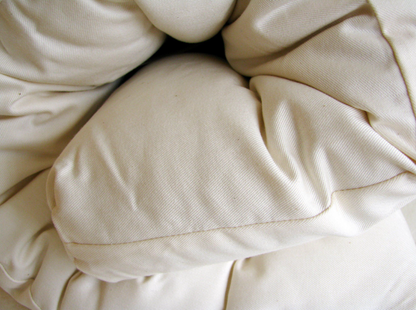 A comfy and secure all-natural alternative. Smartly designed with contoured sides to support and nestle baby right in the center. Quilted for plushness and comfort. Made with premium eco wool encased in organic cotton canvas.