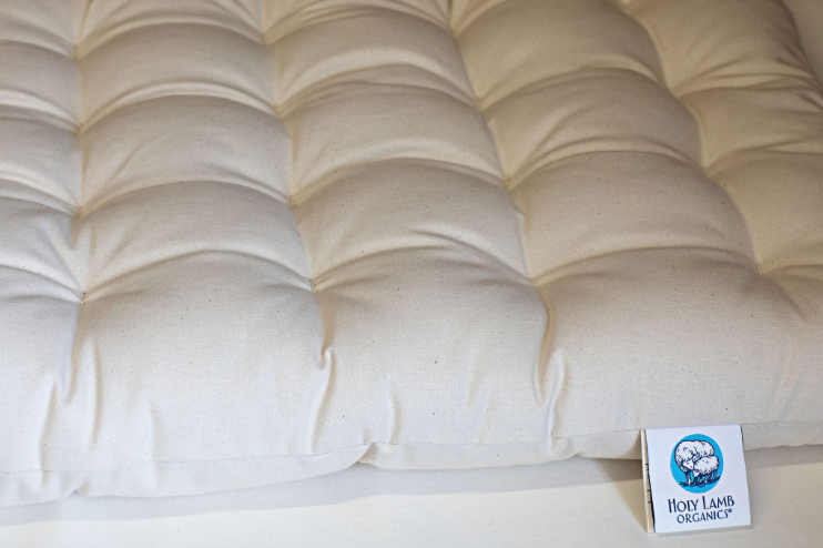 A comfy and secure all-natural alternative. Smartly designed with contoured sides to support and nestle baby right in the center. Quilted for plushness and comfort. Made with premium eco wool encased in organic cotton canvas.