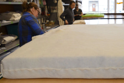 All natural, cushiony comfort from a 6" core of latex surrounded by a layer of durable Premium Eco Wool encased in organic cotton canvas. The canvas encasement is the perfect fit for a latex mattress, durable and soft to the touch. The result is a firm and supportive base layer (ILD rating of 28), perfect for a restful night's sleep. Wool's natural fire retardant properties mean no chemicals in this mattress.