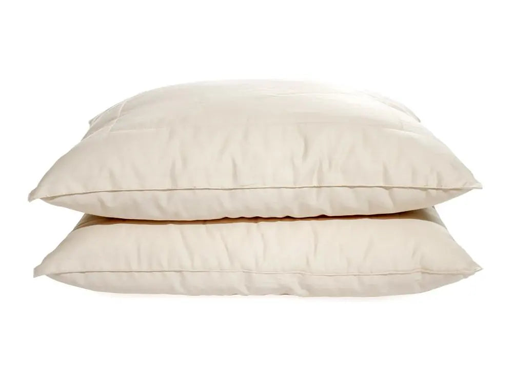 This economical GOTS certified organic pillow offers all the benefits of wool with a soft, springy, and resilient fill.  Perfect for back, side and stomach sleepers alike, our spiraled wool pillow is soft and supportive in a medium loft. A luxurious, 300-thread count cotton sateen cover provides a comforting, cooling sleep. Our spiraled wool is created by tumbling raw wool fiber until spiral shaped balls are formed, and this unique spiral shape ensures optimal support and comfort. All of our wool is GOTS ce