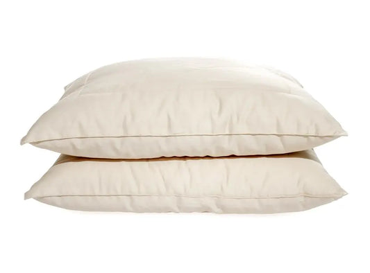 This economical GOTS certified organic pillow offers all the benefits of wool with a soft, springy, and resilient fill.  Perfect for back, side and stomach sleepers alike, our spiraled wool pillow is soft and supportive in a medium loft. A luxurious, 300-thread count cotton sateen cover provides a comforting, cooling sleep. Our spiraled wool is created by tumbling raw wool fiber until spiral shaped balls are formed, and this unique spiral shape ensures optimal support and comfort. All of our wool is GOTS ce