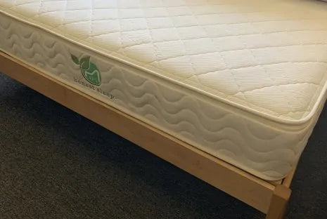 The Organic EcoNest 3 mattress by TFS Honest Sleep is made with certified organic materials.  8″ coils under 3″ of organic latex form the core. This core is then encased in two layers of organic cotton fabric with wool quilted in between. This mattress finishes at approximately 12″.  The EcoNest 3 mattress provides you with a strong, organic, and supportive mattress built to last a lifetime.  Made with no petrochemicals or flame retardants!