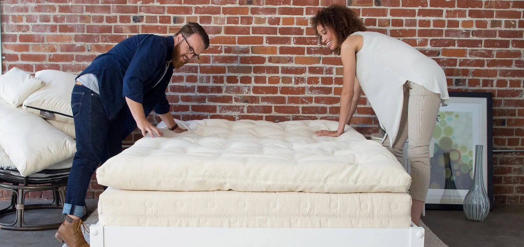 Top any mattress with the luxurious Honest Nest organic wool topper by TFS Honest Sleep!  This organic wool topper is made with layers of organic wool batting and covered in organic cotton fabric.  Approximately 4″ thick. Made with a 7 oz. Organic Cotton Twill cover. Made with no petrochemicals or flame retardants!
