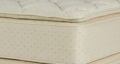 For a truly luxurious night’s sleep, the Royal-Pedic Pillowtop Mattress features our pillowtop pads attached on both sides of the mattress offering surface plushness combined with a firm innerspring support surrounded by inner tufted layers of pristine staple cotton.

It’s in the middle of our firmness range – not to hard, not too soft for most people, and is our firmer pillowtop mattress model when compared to the Royal Cloud Pillowtop Mattress.