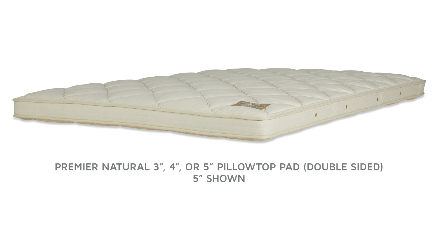 Premier Natural 3" 4" 5" Pillowtop Pad double sided by Royal Pedic