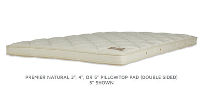 Premier Natural 3" 4" 5" Pillowtop Pad double sided by Royal Pedic