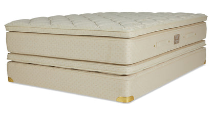 Extra thick boxed style pillowtop portions contain soft Talalay latex for relaxation and pressure point relief. Pincore construction in the latex allows for body heat to ventilate.

While many mattresses these days can be rolled or folded up into a small box, there is no substite for making a world class quality mattress, and the Royal Cloud Pillowtop Mattress is just that – Ultra Premium.