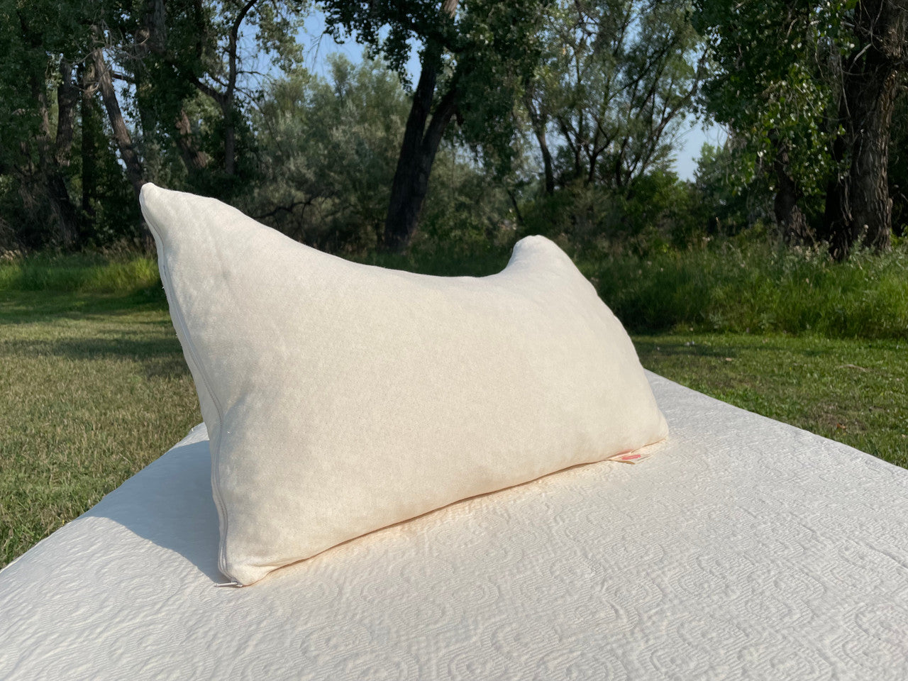 We blend the soft silky Tencel™ fibers with recycled polyester to create these soft clusters that cradle your head while you sleep. The clusters are made in the same way as our ever-popular Woolly Bolas, but have a softer silkier feel. This fiber is derived from Eucalyptus trees in FSC certified forests. 