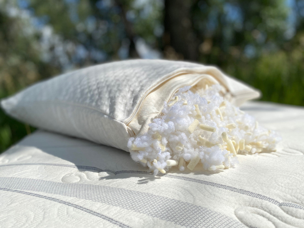 We blend the soft silky Tencel™ fibers with recycled polyester to create these soft clusters that cradle your head while you sleep. The clusters are made in the same way as our ever-popular Woolly Bolas, but have a softer silkier feel. This fiber is derived from Eucalyptus trees in FSC certified forests. 
