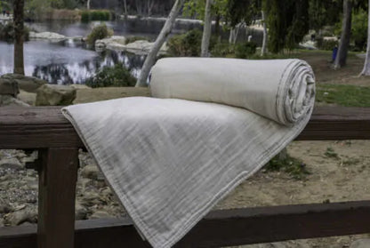 Indulge in the ultimate comfort with our organic blanket, crafted from four layers of luxurious double gauze GOTS-certified organic cotton muslin. Uniquely designed for breathability and softness, it’s free of harmful chemicals and dyes, ensuring a soothing and safe sleep environment. With a relaxed, crinkled style, this blanket offers exceptional airflow and becomes even softer and cozier with each wash. Choose from four delightful color options to suit your style and enhance your bedding ensemble.