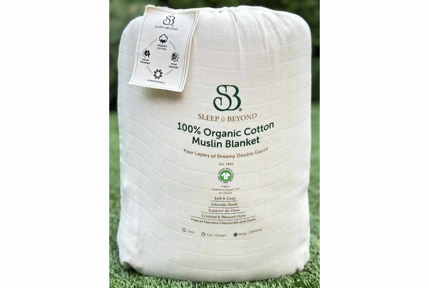 Indulge in the ultimate comfort with our organic blanket, crafted from four layers of luxurious double gauze GOTS-certified organic cotton muslin. Uniquely designed for breathability and softness, it’s free of harmful chemicals and dyes, ensuring a soothing and safe sleep environment. With a relaxed, crinkled style, this blanket offers exceptional airflow and becomes even softer and cozier with each wash. Choose from four delightful color options to suit your style and enhance your bedding ensemble.