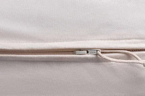 This Organic Cotton mattress encasement by Sleep and Beyond is an innovative 100% organic cotton two layer jersey that offers a zippered waterproof solution.  This encasement can prolong the life of your bed and protect it from stains, leaks, dust mites and bed bugs all in one!  It is fully reversible with a six sided design that offers full mattress protection.  Free of vinyl/PVC, phthalates and other harmful chemicals, it is crafted with two layers of soft 100% organic cotton jersey fabric with non-toxic 