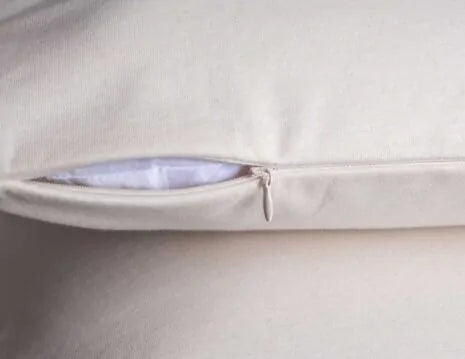 This Organic Cotton pillow encasement pair by Sleep and Beyond is an innovative 100% organic cotton two layer jersey that offers a zippered waterproof solution.  This encasement can prolong the life of your pillows and protect them from stains, leaks, dust mites and bed bugs all in one!   Free of vinyl/PVC, phthalates and other harmful chemicals, it is crafted with two layers of soft 100% organic cotton jersey fabric with non-toxic TPU inside to provide waterproofing.  Pore size of TPU is 3 micron. It is li