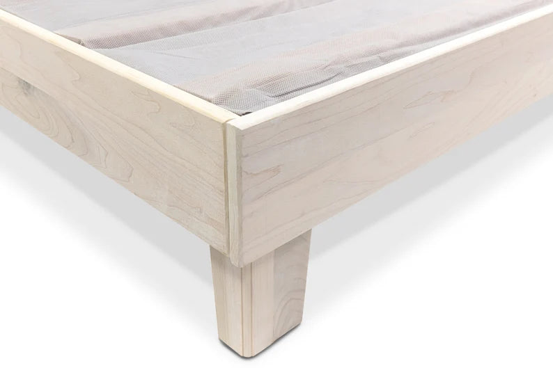 Introducing our solid hardwood poplar bed frame, a masterpiece of craftsmanship and design. Handcrafted by skilled Amish and Mennonite craftsmen in Pennsylvania, this bed frame showcases Old World techniques combined with modern innovation. Made entirely from 100% solid hardwood, without any plywood or MDF, it's built to last for generations. Each bed frame is unique, with its own natural wood grain patterns, giving it a timeless, heirloom quality. 