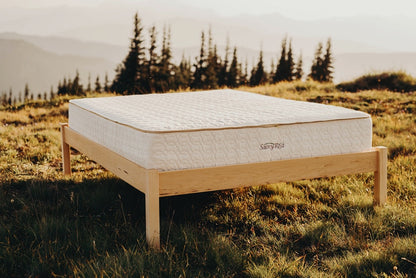 The Afton natural platform bed is made in Virginia by Savvy Rest’s own skilled woodworkers. The Afton supports your sleep with timeless simplicity. Maple posts, rails, and legs are finished to your preference. Choose zero-VOC linseed oil; zero-VOC walnut, cedar or mahogany stain; or natural unfinished. No lacquers or varnishes are used.