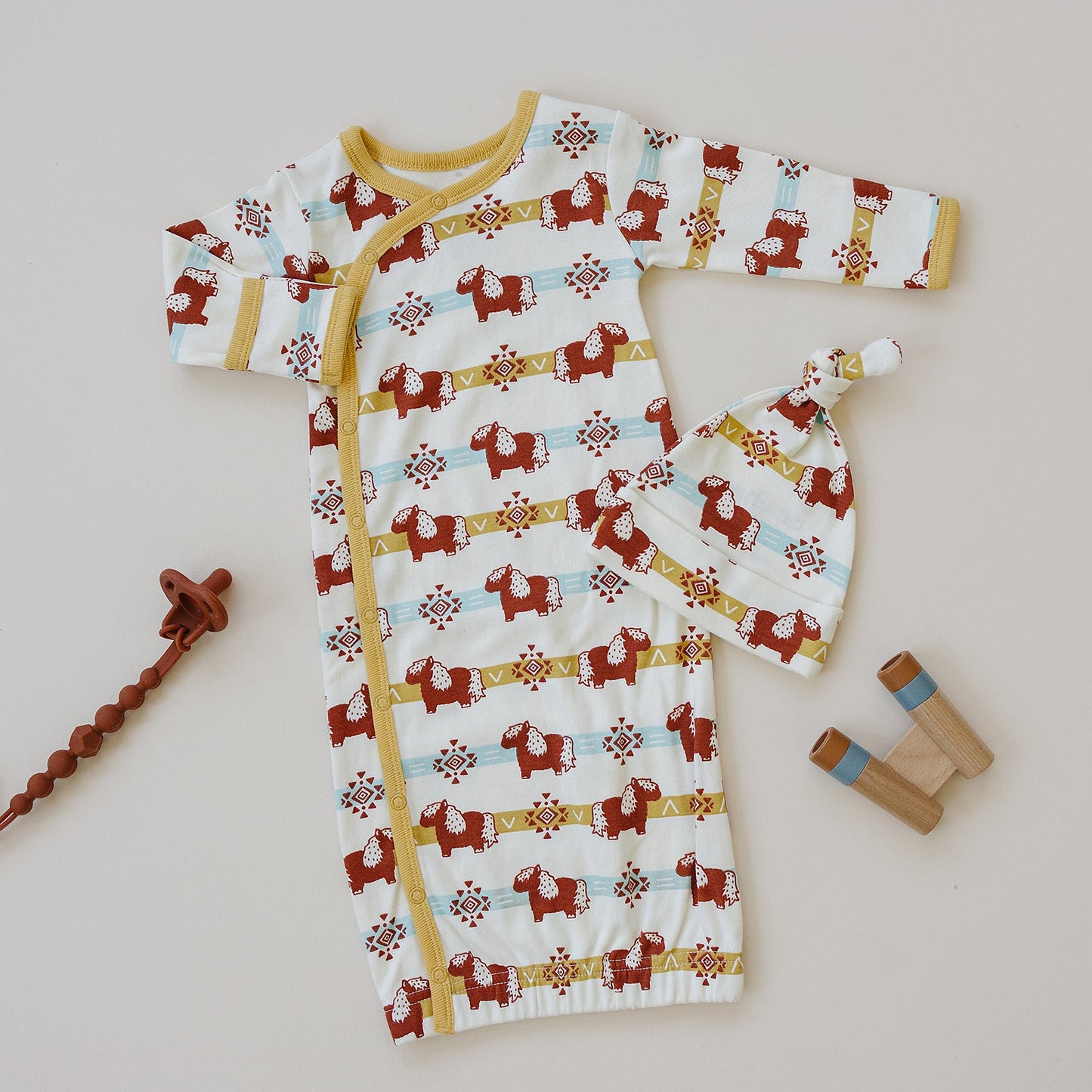 GOTS Certified Organic Cotton Gown - Aztec Pony